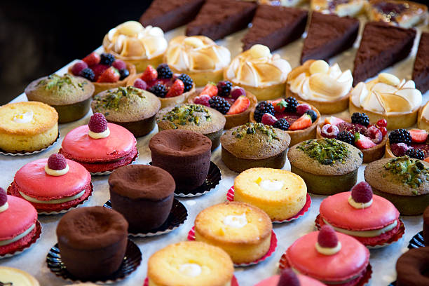 Beautiful dessert table with cakes and pastries